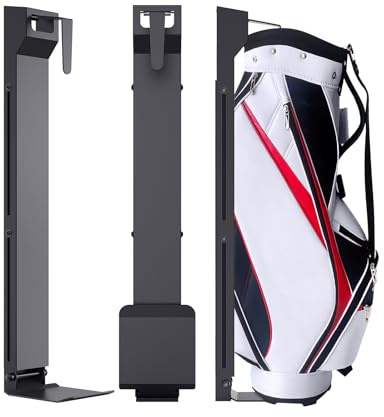 Golf Bag Wall Mount, Golf Bag Storage Rack, Golf Bag Holder for Garage | Space-Saving Wall Organizer Rack, For All Golf Bags, Height Adjustable,For Garage, Basement,Great Gift for Enthusiasts, Black