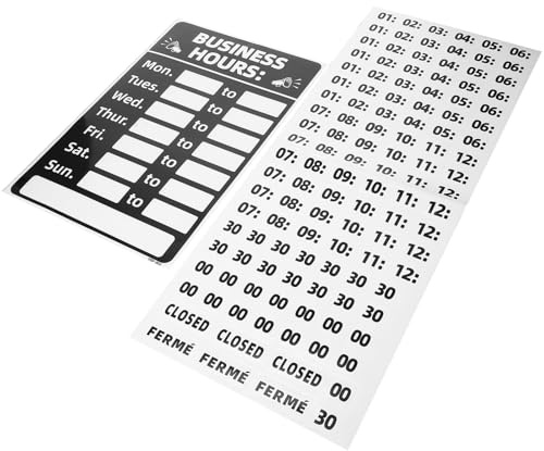 Kichvoe Panneau D’horaires D’ouverture pour Commerce en Pvc Effaçable, Lot de 2 Set, Autocollants Inscriptibles pour Boutique, Restaurant ou Salon, Affichage Réglable des Heures