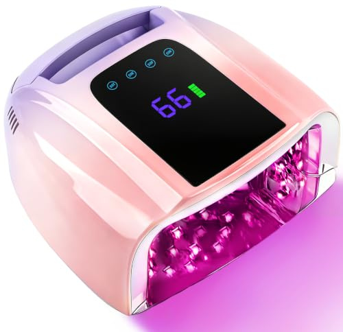 96W Rechargeable UV Nail Lamp, Gel Lamp with LCD Auto Sensor Quick-drying | Professional UV Lamps for Gel Nails with 4 Timers for Salon & Home Use