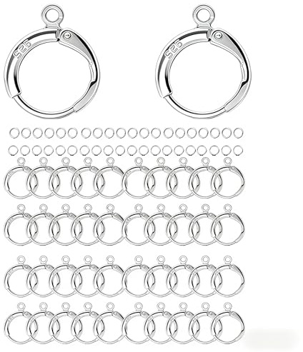 RCIDOS 40 Stück 925 Silber Creolen & Französische Ohrhaken, 5mm Sprungringe Silber 40 Stk, Hypoallergen Hebelverschluss, DIY Ohrring Basteln Set