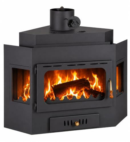 Prity A Fireplace Insert 14.2 kW | A+ Wood Stove Insert | Diameter 200 mm Flue Pipe | Large Fire Chamber | High Efficiency Fireplace Stove