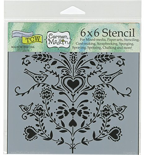 The Crafters Workshop TCW667s Scandi Flowers Stencil, Transparent, 6 x 6-Inch (18 x 16 x 0.1 cm)