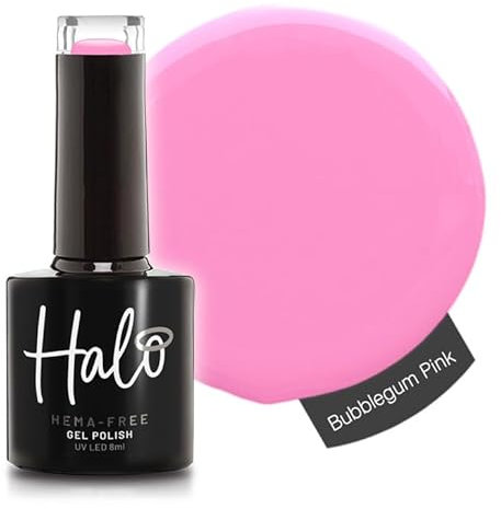 Halo Gel Polish 8ml - Bubblegum Pink. UV/LED Gel Nail Polish, Long Lasting & Easy To Apply. Nail Art Colours For Manicure & Pedicure. Gel Polish For Professional & Home Use.