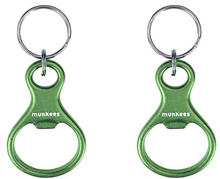 munkees Lot de 2 porte-clés en forme de huître avec décapsuleur en aluminium de qualité supérieure - Vert - 34075