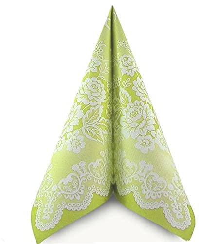Mank GmbH Airlaid Serviette Franziska in Grün, Servietten in 40x40 cm, 50 Stück, Hochzeit Taufe Kommunion Konfirmation stoffähnlich apfelgrün