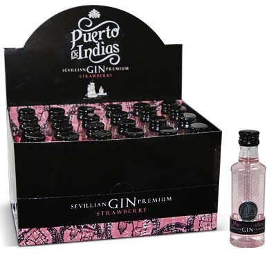 Gin Puerto de Indias Strawberry. Caja de 24 unidades (50ml/unidad)