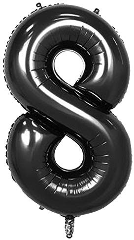 Oblique Unique® Folien Luftballon mit Zahl Nummer für Kinder Geburtstag Jubiläum Silvester Party Deko Folienballon in Schwarz - Zahl wählbar (Nr 8)