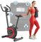 Hop-Sport Heimtrainer HS-015H, kompakter Hometrainer für Senioren geeignet, Fahrrad ideal für das Training zuhause, Pulssensoren & Anti-Rutsch-Pedale Rot
