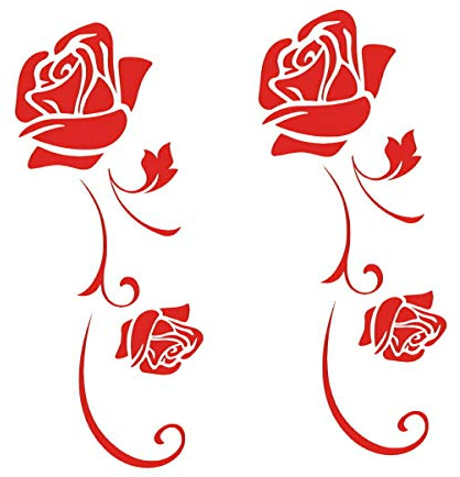 tjapalo® pk267 2xAutoaufkleber Rosen Auto Fenster Spiegel Aufkleber Tattoo Cut Decals Selbstklebende rosen autoaufkleber blumen, Farbe: Rot, Größe: H29x12cm