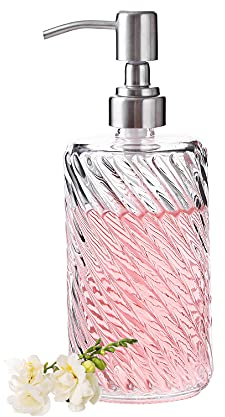 Emica Home Seifenspender aus Glas mit rostfreier 304 Edelstahl-Pumpe, nachfüllbarer Handseifenspender, Premium-Glasflasche für Bad oder Küche
