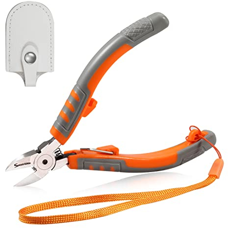 SPEEDWOX Wire Cutter 5-Inch, Diagonal Cutting Pliers, Side Cutting Nippers with Safety Lock and Protective Holster, Mini Precision Flush Cutters Chromium Vanadium Steel,Diagonal Head Wire Clippers