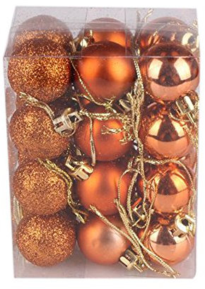 Christmas Baubles, 24/48 pcs Christmas Balls Ornaments for Christmas Tree Small Shatterproof Hanging Ball Baubles for Xmas Holiday Wedding Party Decorations Home Festival Decors (Orange 3cm/24PC)