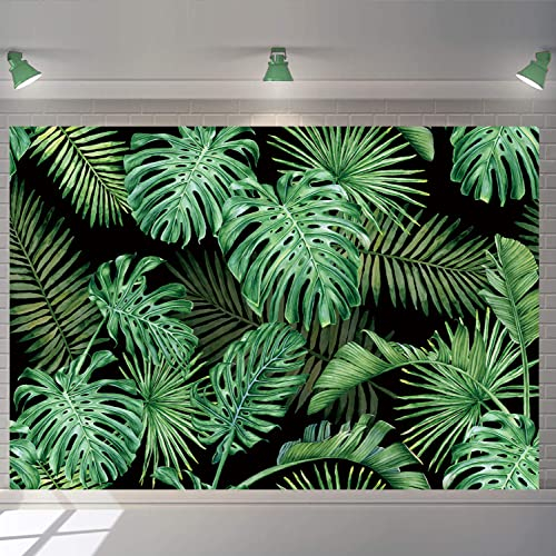 Tropischer Dschungel-Kulisse Palme Monstera Fotografie Hintergrund Grün Zoo Pflanze Blätter Foto Hintergrund Sommer Hawaii Luau Party Dekor Baby Shower Supplies (2,4 x 1,8 m)