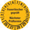 Prüfplakette Feuerlöscher geprüft, NP, 26-29, gelb, Dokufolie, Ø 30mm, 18/Bogen