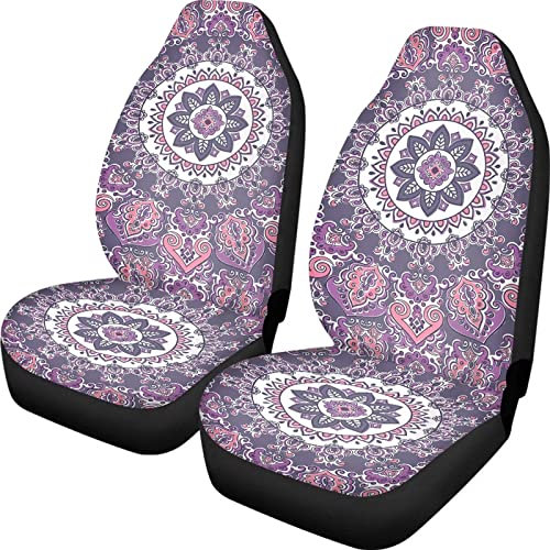 Belidome Autositzbezüge, Mandala-Blume, komplettes Set, langlebig, universal, rutschfest, Violett