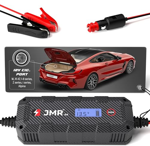 JMR Batterieladegerät für BMW M5 M4 X6 X5 i8 Z4 M8 M760i Alpina M6 M3 Alle Modelle Autobatterie Ladegerät Erhaltungsladegerät Akkuladegerät Erhaltungsgerät Wartungsgerät Auflader (Kein Lithium-Modus)