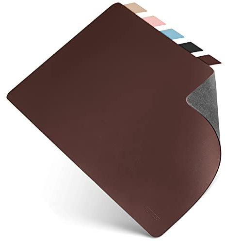 PIETVOSS Schreibtischunterlage aus recyceltem Leder - Ökotex zertifizierte Schreibtisch Unterlagenmatte, 100% Made in Germany - Chocolate Brown, 60 x 35 cm