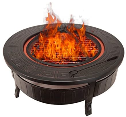 Kekai Brasero en Fer 3 en 1 Barbecue, Brûler et Seau à Glace Fox 81x35 cm Grill Barbecue, Pare-Étincelles, Tisonnier