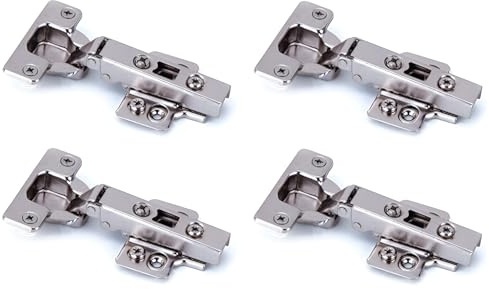 4 Bisagras para puertas de cocina de madera de cazoleta 35 mm rectas para muebles armarios cocinas baños hogar apertura 110 grados incluye bases regulables