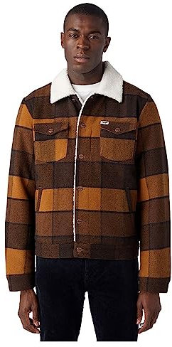 Wrangler Wool Trucker Jacket Veste, Jaune à Carreaux, L Hommes