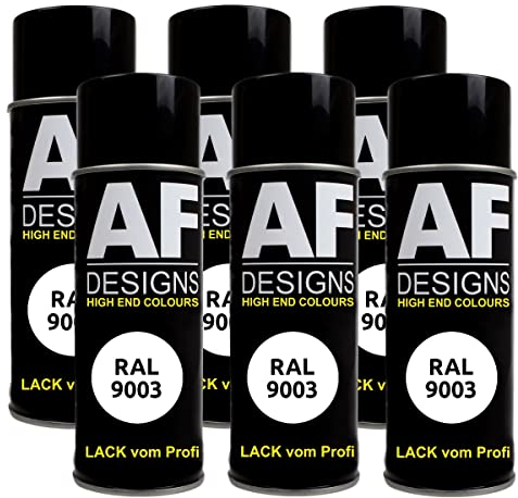 Alex Flittner Designs Lackspray RAL 9003 SIGNALWEISS matt 6x 400ml Spraydose Buntlack Autolack