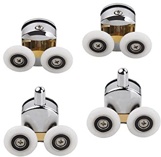Cokritsm 23mm Shower Door Rollers for Curved Doors 4-6mm, Sliding Shower Doors Rollers Replacement Roller Runner, Shower Door Runners Pulleys 4pcs