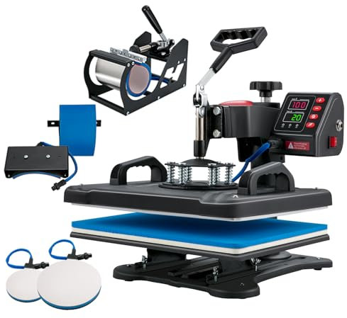 VEVOR - 5 in 1 Heat Press Machine for T Shirts, 15 x 12 Inch Heat Press Machine Multifunctional Digital Heat Press Machine for T-Shirts, Hat, Mug, Lid Plate
