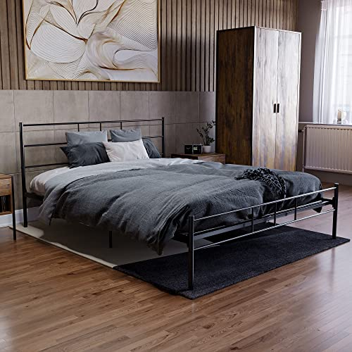 Vida Designs Dorset King Size Bed Frame, 5ft Metal Bed Frame Bedroom Furniture, Black