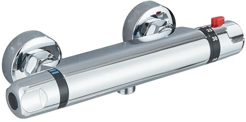 Rozin Thermostatic Shower Mixer Bar Valve Wall Mounted Anti Scald Tap Hot Cold Water Mixer Constant Temperature Control Tap for Bathroom Chrome