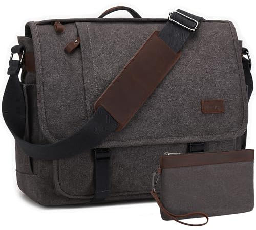 Nerlion Umhängetasche für Herren, Computer-Laptop-Tasche, Leinen, wasserabweisend, Umhängetasche, Büchertasche für Arbeit, Uni