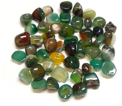 Perlin 50 stück Achat Edelsteine Halbedelsteine Perlen 9mm ~ 15mm Trommelsteine Edelstein Halbedelstein für Edelsteinspiel zur Schatzsuche und Dekoration (Grün)