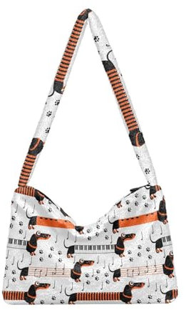 Dackel Hunde Schulter Tote Taschen für Frauen Furry Crossbody Tasche Hobo Handtasche Geldbörsen für Arbeit Reisen Einkaufen, Dackel Hunde, Einheitsgröße