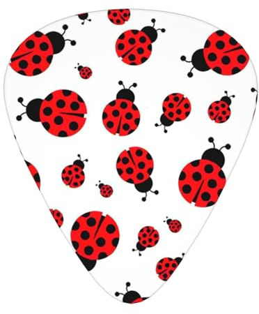 12-teiliges Plektrum-Set für Ukulele, Bass, elektrische und akustische Gitarren – Muss für Gitarren und Spieler – Ladybug