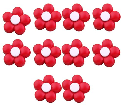 10 Stücke Kunststoff Knöpfe Knöpfe Kinder,kinderknöpfe Babyknöpfe Blumenknöpfe Für Mädchen Und Jungen-rot+Weiß-18mm