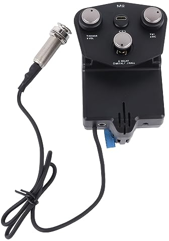 Dilwe Guitar Preamp Tuner, Equalizer, Digital Pickup, Reverb Delay, Microphone Pickups - Black, 3-Band, Solid State, 6.35mm Jack, Acoustic Guitar Compatible