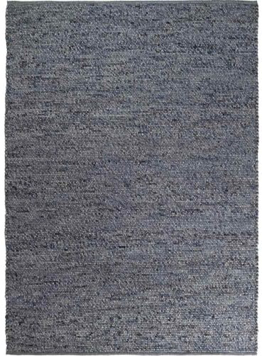 Knutzen Wohnen Mala Wollteppich flach gewebt 80 x 150 cm Blau - Teppich Wolle Natur - Handgewebter Schurwollteppich mit angenehmem Lauferlebnis