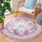 SAFAVIEH Boho Teppich für Wohnzimmer, Esszimmer, Schlafzimmer - Monaco Collection, Kurzer Flor, Violett und Hellblau, 122 X 122 cm