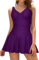 SHEKINI Costume da bagno intero da donna, con scollo a V, elegante, costume da bagno, A-viola scuro, XXX-Large
