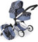 Bayer Chic 2000® 3in1 Kombi Puppenwagen Linus - Sternchen Navy- faltbar, höhenverstellbarer Griff 47-78 cm, mit Autositz – Puppen bis 52 cm, 4-8 J.