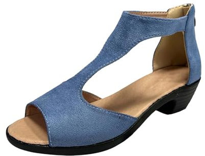 lammfell boots 2024 Sommer Platform sandals for women Hign Heels Shoes Open Toe Sandal SHoes Solid Color Casual Women's Sandals SHoe Party A-720 Blue 5.5