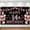 14. Geburtstag Party Dekoration - Hintergrund Banner für Jungen Mädchen - Extra Große Roségold Deko - Foto Prop für Damen Party Supplies