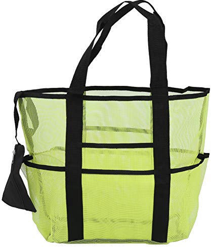ETAINGYEUN Tragbare Mesh-Strandtaschen-Organizer, Strandtasche mit Reißverschlusstasche für Outdoor-Aktivitäten, Reiseaufbewahrung (Green)