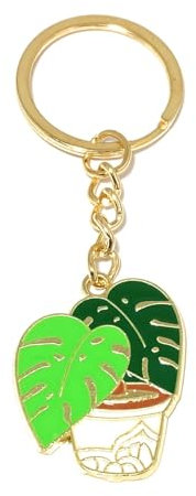 FizzyButton Gifts Houseplant House Plant Keyring Key Ring with Enamel Charm and Gold Tone Keychain
