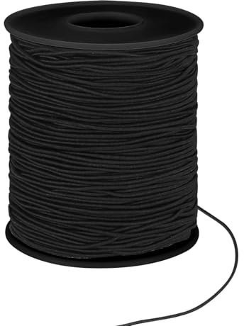 1mm x 100m/328 ft Elastic Cord for DIY Craft Jewelry Making - Round Hat Elastic Black Thread for Bracelet and Necklace Making
