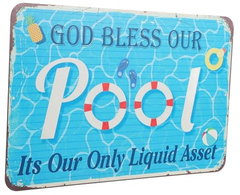 PHENOFICE Pool Dekoration Metallschild Für Schwimmbad Wetterfestes Wanddekor Mit Poolregeln Für Outdoor-sommerpartys Und Garten Einfache Installation Für Oder Randmontage