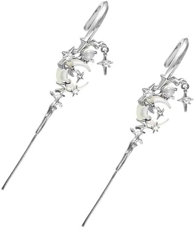 Myth of the Moon Ohrhaken Nadel Piercing Ohrring, 2024 Neuheit Stern Mond Ohrwickel Crawler Haken Ohrringe, Kreative Stern Mond Ohrringe, Geschenke Beste Freundin, Kunststoff