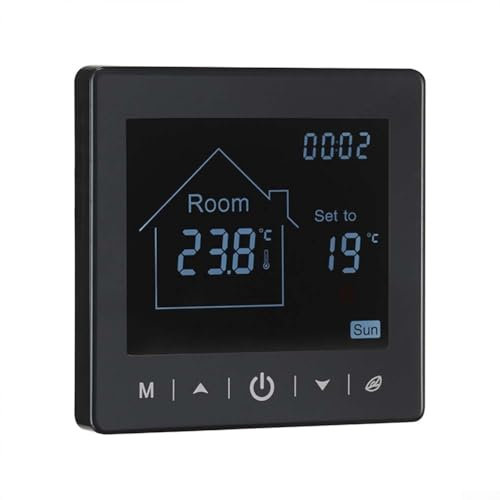 Termostato inteligente WiFi, para sistema de calefacción de caldera de gas, funciona con pilas, control de temperatura programable con pantalla digital negro (calefacción eléctrica)