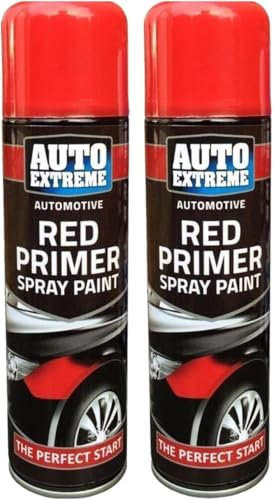 GSV Essentials All Purpose Red Primer Spray Paint, Aerosol Paint, Perfect Finish for Cars, Bikes, Vans, Metal and Wood, Fast Drying, Indoor, and Outdoor, Quick Drying, 250ML (2PCS)