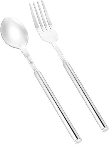 Ausziehbares Gabellöffel, Teleskop-Gabel und Löffel-Set, Edelstahl, lange Gabelverlängerung, Abendessen, einziehbare Löffel, erweiterbare Verlängerung, Gabel, Löffel, ausziehbar auf 64 cm, Geschirr