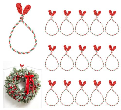 MOROBOR 16 lazos de barandilla de guirnalda de Navidad, lazos decorativos de Navidad de 20 pulgadas, reutilizables y flexibles, lazos de guirnalda para decoración del hogar